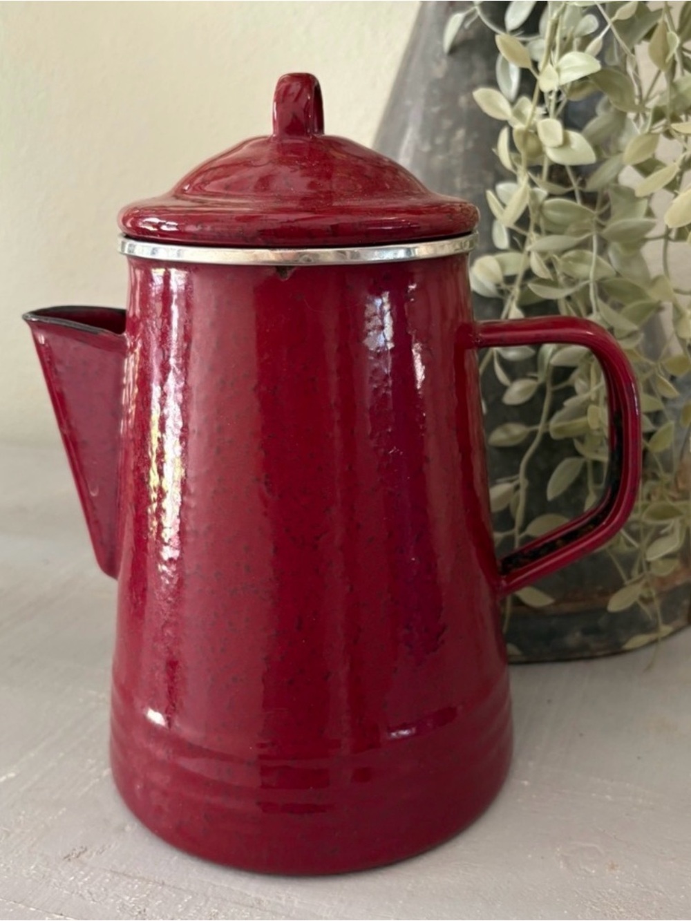 Vintage Paula Deen Speckled Enamelware Coffee Pots Farmhouse Cottagecore Decor - Picture 2 of 10